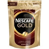 Картинка Кофе растворимый Nescafe "Gold", сублимированный, с молотым, тонкий помол, мягкая упаковка, 500г с сайта smikon.ru