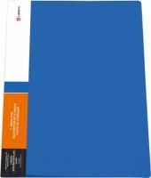 Картинка Папка на 4-х кольцах, корешок 32мм со сменной этикеткой, пластик 0.6мм синий, фактура песок, Lamark с сайта smikon.ru