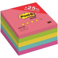 Блок самоклеящийся КУБ 76х76 500 листов 5цв. неон (желтый, оранжевый, синий, зеленый, красный), Post-it ORIGINAL "Лето Плюс"