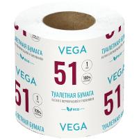 Картинка Бумага туалетная  51м, 1-но слойная, с втулкой, перфорация, белая, Vega с сайта smikon.ru