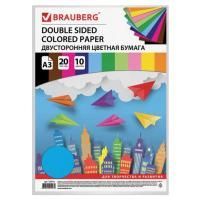 Картинка Бумага цветная А3 20 листов 10 цветов, двусторонняя тонированная в пакете, Brauberg с сайта smikon.ru
