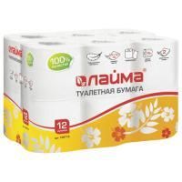 Картинка Бумага туалетная ЛАЙМА 2-х слойная белая 144л. 12шт. в упаковке с сайта smikon.ru