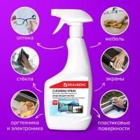 Картинка Чистящая жидкость-спрей для телевизоров, мониторов, техники, оптики и стекол, универсальная, 500 мл, BRAUBERG с сайта smikon.ru