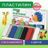 Картинка Пластилин 06цв. 120г, со стеком, картон, BRAUBERG "KIDS" с сайта smikon.ru