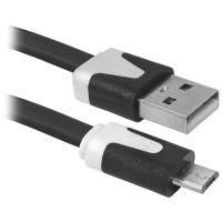 Картинка Кабель для мобильных устройств, 1м, черный, Defender USB08-03P USB2.0 (A) - microUSB (B) с сайта smikon.ru