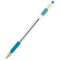 Картинка Ручка шариковая синяя 0.5мм масляная, корпус прозрачный, рез. грип, мет. наконечник, ст. 142мм, MunHwa "MC Gold" с сайта smikon.ru