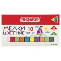 Картинка Мел цветной 10цв. квадратный, твердый, картонная коробка, Пифагор с сайта smikon.ru