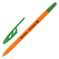 Картинка Ручка шариковая зеленая 0.7мм, корпус оранжевый, риф. держатель, ст. 140мм, Brauberg с сайта smikon.ru