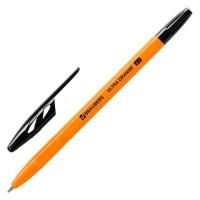 Картинка Ручка шариковая черная 0.7мм, корпус оранжевый, риф. держатель, ст. 140мм, BRAUBERG "ULTRA ORANGE" с сайта smikon.ru