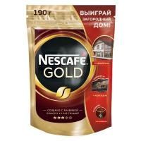 Картинка Кофе растворимый Nescafe "Gold", сублимированный, с молотым, тонкий помол, мягкая упаковка, 190г с сайта smikon.ru