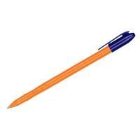 Картинка Ручка шариковая синяя 0.7мм, масляная, корпус оранжевый, круглый, риф. держатель, ст. 152мм, СТАММ "VeGa. Orange" с сайта smikon.ru
