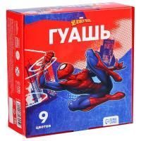 Картинка Гуашь 09 цветов, 20мл, картонная упаковка,  «Человек-паук» с сайта smikon.ru