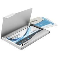 Картинка Визитница на 20 карт 60х94мм карманная металл серебро, Durable "Business card box" с сайта smikon.ru