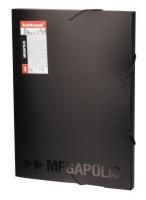 Картинка Папка-короб А4 на резинках корешок 20мм пластик 0.80мм черный Megapolis с сайта smikon.ru
