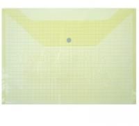 Картинка Папка-конверт на кнопке А4  80мкм пластик прозрачный, клетка, желтый, Calligrata с сайта smikon.ru
