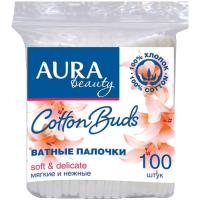 Картинка Ватные палочки, 100шт. полиэтиленовый пакет, Aura "Beauty" с сайта smikon.ru