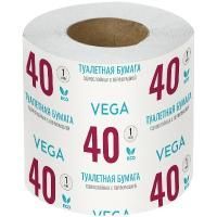 Картинка Бумага туалетная  40м, 1-но слойная, с втулкой, перфорация, серая, Vega с сайта smikon.ru