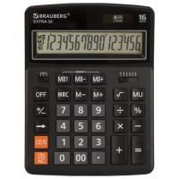 Картинка Калькулятор настольный 16 разрядов, двойное питание, 00, черный, 206х155х31мм, BRAUBERG EXTRA-16-BK с сайта smikon.ru