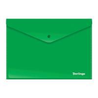 Картинка Папка-конверт на кнопке А4 180мкм пластик непрозрачный, зеленый, Berlingo с сайта smikon.ru