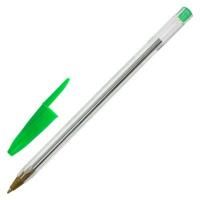 Картинка Ручка шариковая одноразовая зеленая 1.0мм, корпус прозрачный, STAFF "Basic BP-01" с сайта smikon.ru